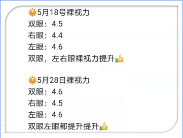 用户视力反馈截图